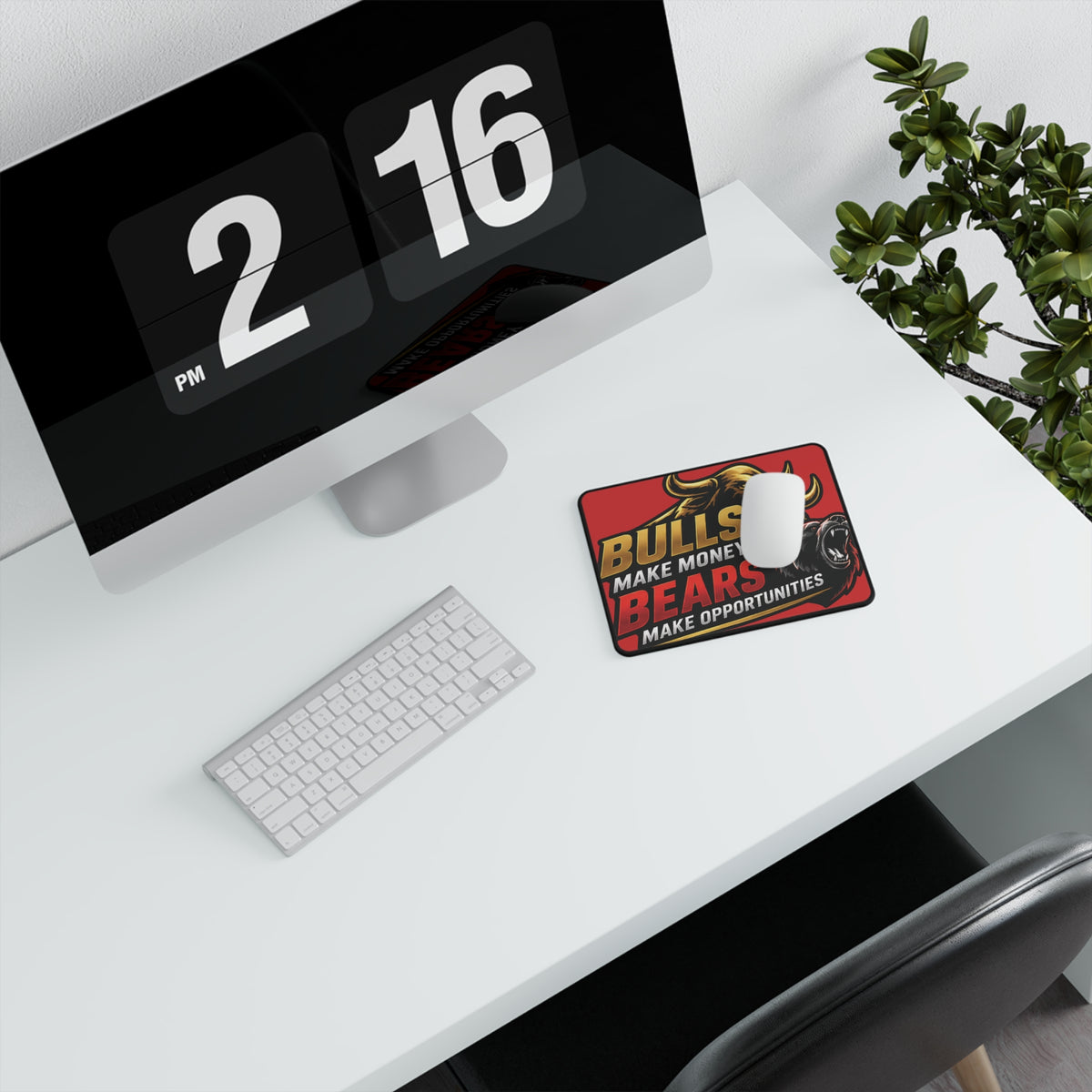 Non-Slip Gaming Mouse Pad — "Bulls Make Money, Bears Make Opportunities" Stock Market Design