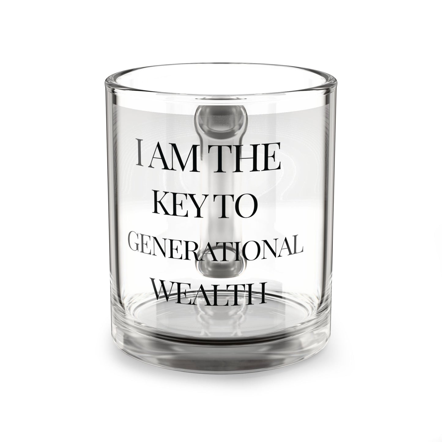 Glass Mug — "I Am the Key to Generational Wealth" Motivational Clear Coffee Cup