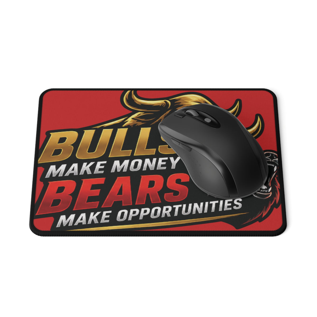Non-Slip Gaming Mouse Pad — "Bulls Make Money, Bears Make Opportunities" Stock Market Design