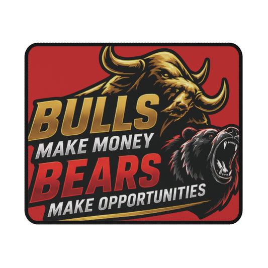 Non-Slip Gaming Mouse Pad — "Bulls Make Money, Bears Make Opportunities" Stock Market Design